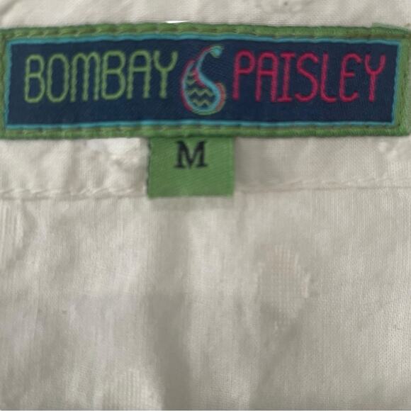 Bombay Paisley Blue White Embroidered Boho Tunic Dress Size Medium - Picture 2 of 7